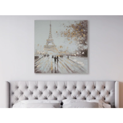 Ručně malovaný obraz Paříž 100x100 cm, 3D struktura