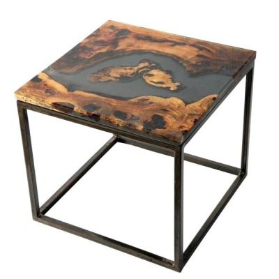 Odkládací stolek RESIN 50x50 cm, šedá